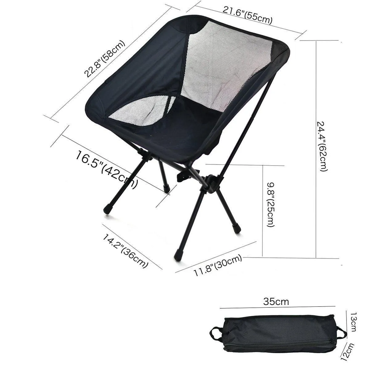 Outdoor Portable Lightweight Folding Camping Chair High Back Fishing Chair