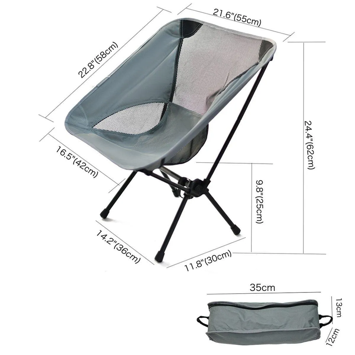 Outdoor Portable Lightweight Folding Camping Chair High Back Fishing Chair