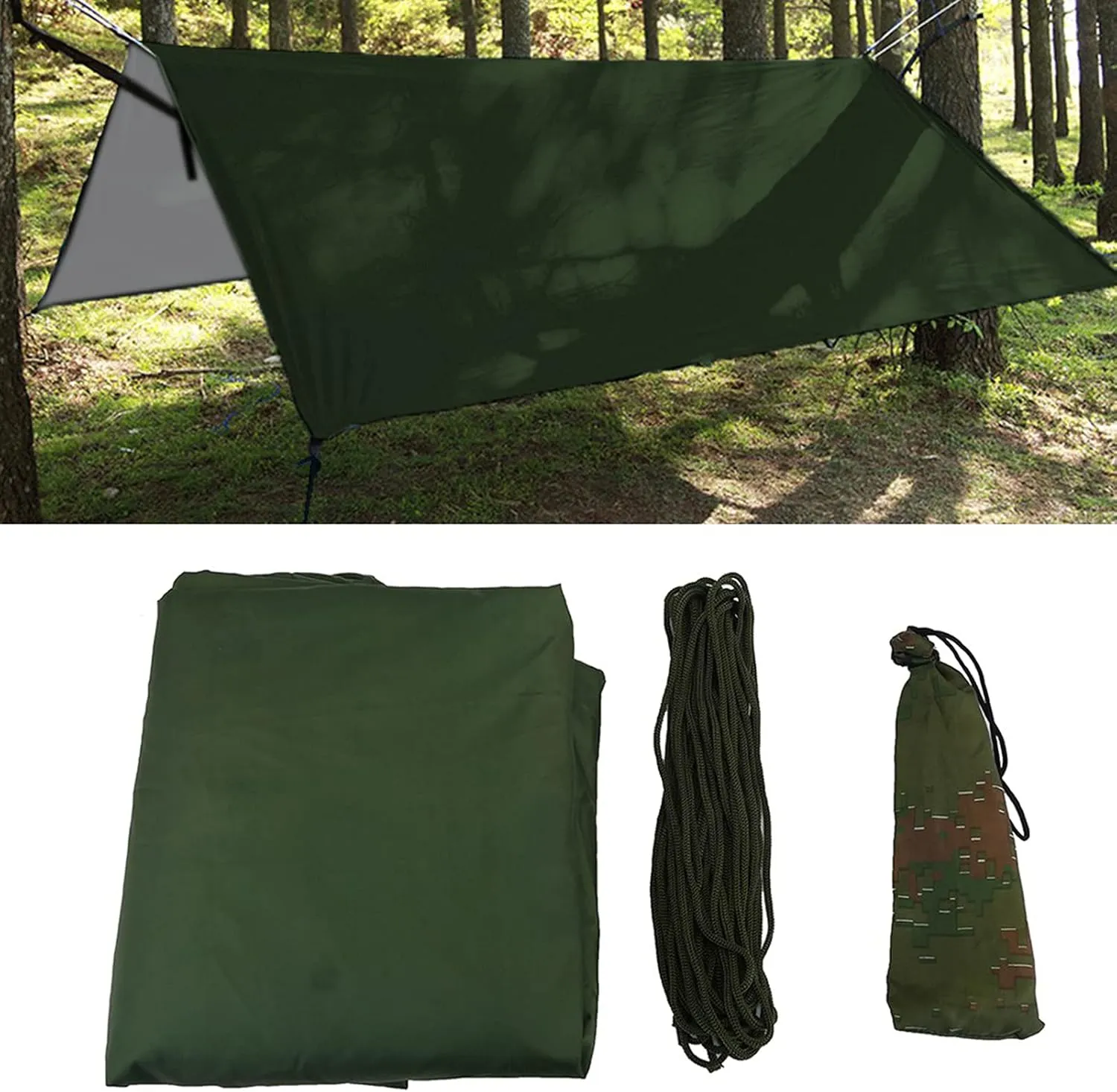 Outdoor Tent, Camping Tent, Portable Lightweight Waterproof Rain Tarp Fly Tent Tarp Shelter