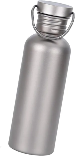 Outdoor Titanium Water Bottle - Lightweight Sports Hydration Cup, Leak-Proof Travel Drinkware | Pure Titanium Camping Bottle for Hiking, Cycling, Trekking, Boiling Water, Portable Adventure Use