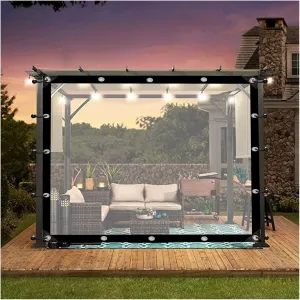 Outdoor Vinyl Curtain with Eyelets, Transparent Tarp Panel Waterproof, for Gazebo Pergola, Workshop Push-Pull Partition Curtain (Color : Clear, Size : 1.2x3m/3.94x9.84ft)