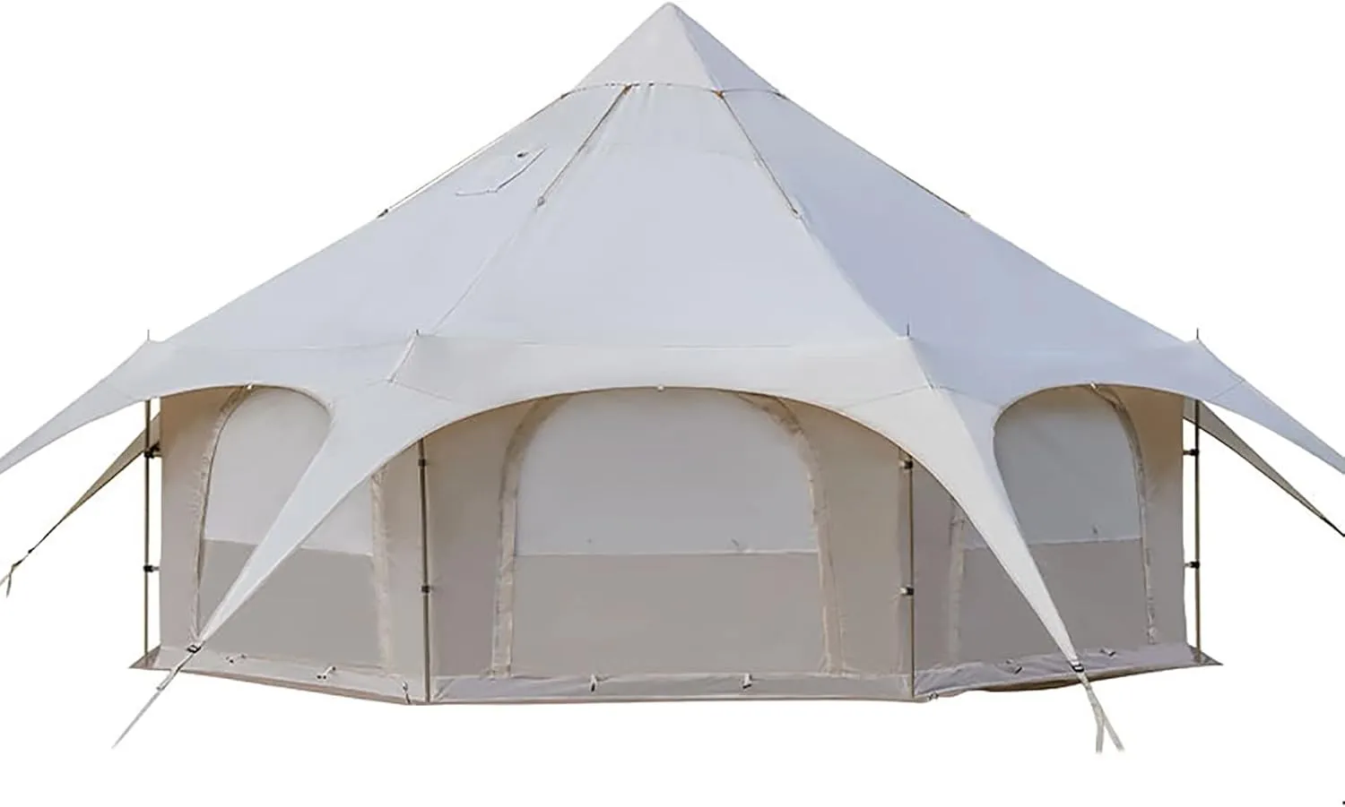 Outdoor Waterproof Cotton Canvas Tent, 4 Season Family Camping Tent 8-10 Person with Stove Jacks for Glamping and Festivals and Human Shelter