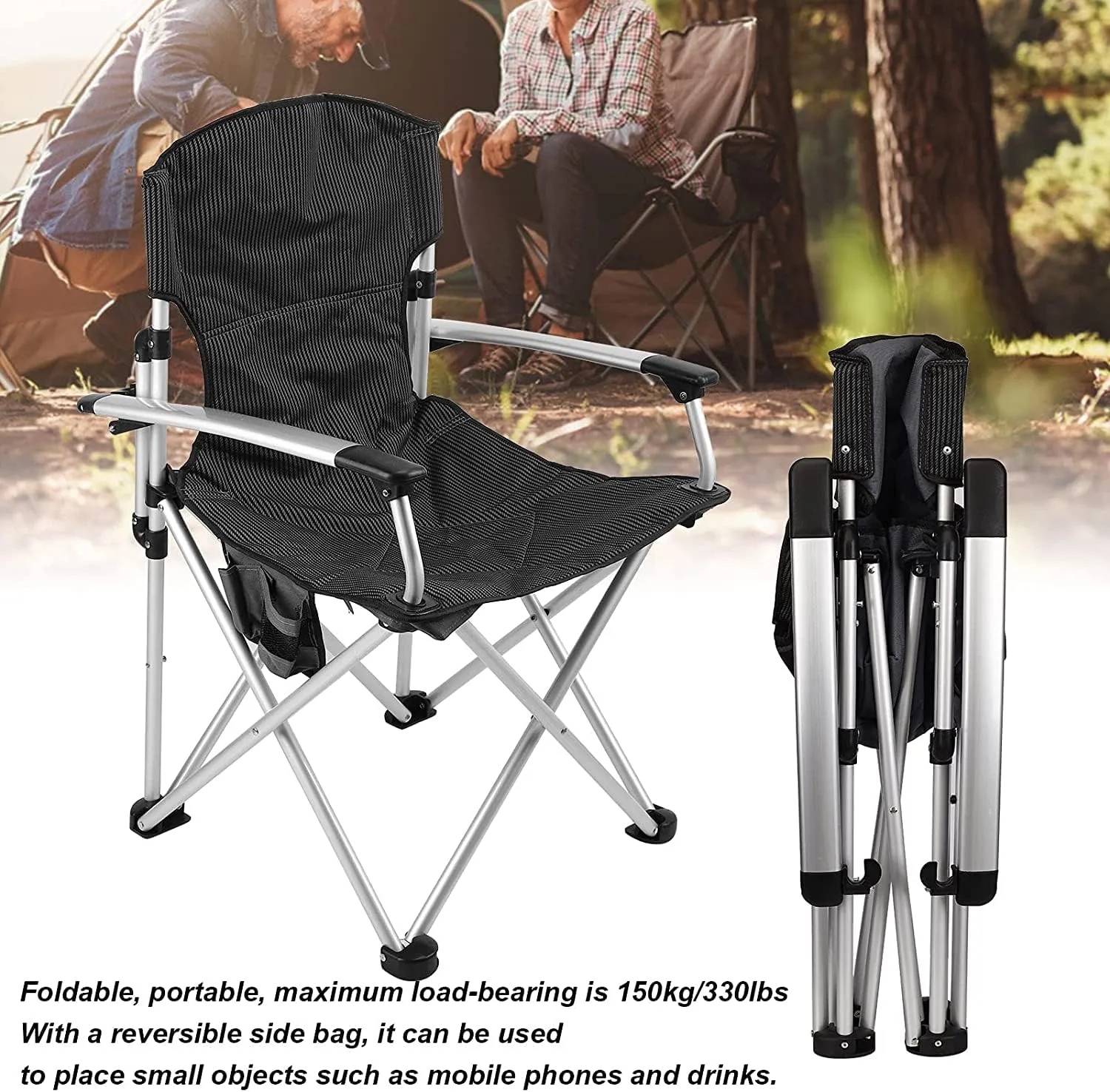 OutdoorFishing Recliner, Folding Bedchair, with Soft and Comfortable Pillows, Bed Chair for Fishing Camping Office Lunch Break, Lazy Recliner Enjoy Leisure Time