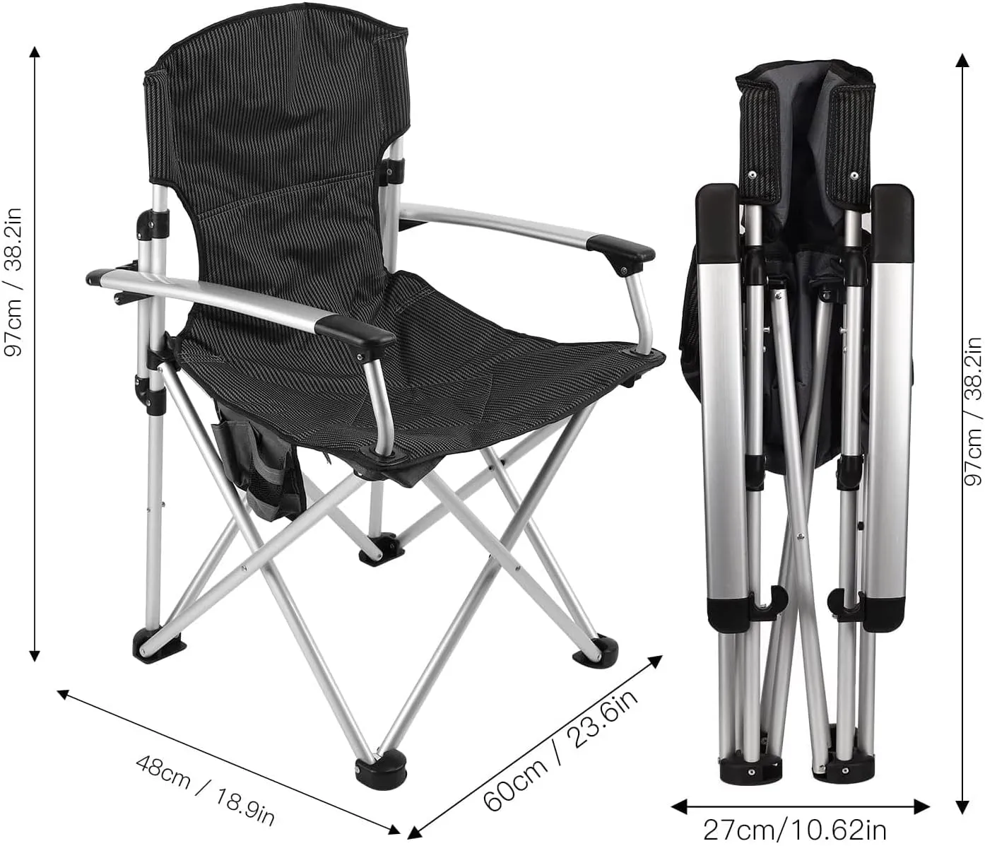 OutdoorFishing Recliner, Folding Bedchair, with Soft and Comfortable Pillows, Bed Chair for Fishing Camping Office Lunch Break, Lazy Recliner Enjoy Leisure Time