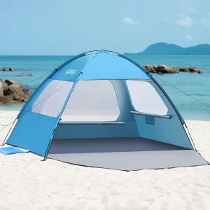 OutdoorMaster Beach Tent for 3/4 Person - Easy Setup Sun Shade Shelter, Portable Beach Shade Sun Canopy with UPF 50  UV Protection, Removable Skylight Family Size