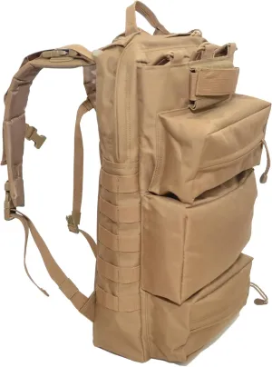 outROAR Gear Tactical Backpack Range Bag Hydration Water Bladder Outlet, Magazine Pouches, 5 Compartment for Range Bag, Bug Out, Hiking (Beige)