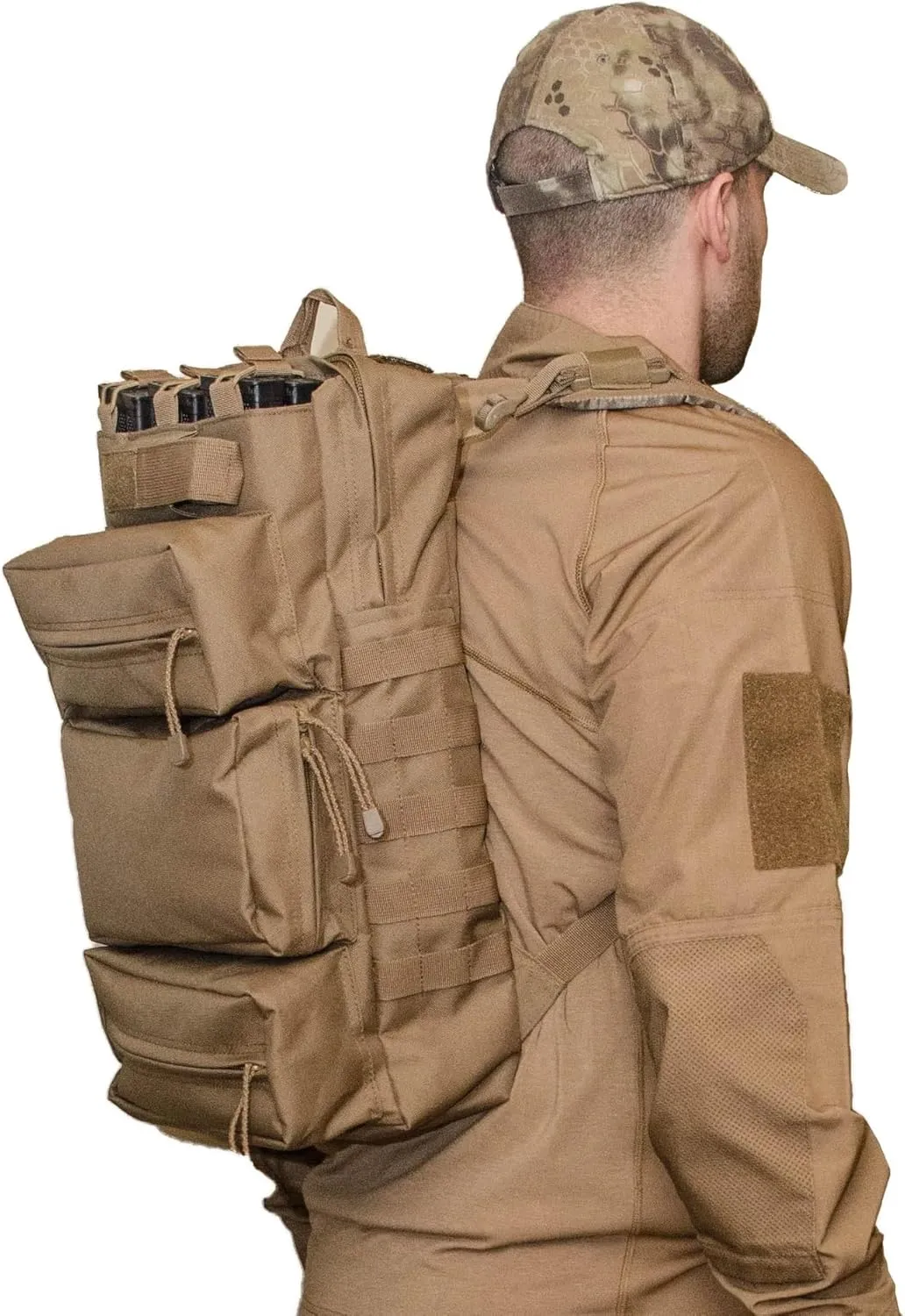 outROAR Gear Tactical Backpack Range Bag Hydration Water Bladder Outlet, Magazine Pouches, 5 Compartment for Range Bag, Bug Out, Hiking (Beige)