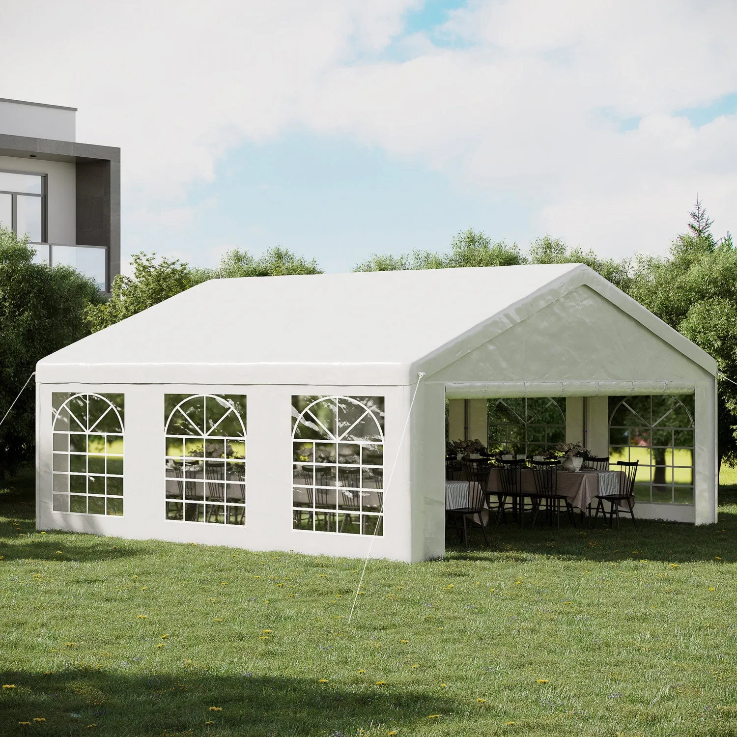 Outsunny 20' X 20' Heavy Duty Party Tent, Carport Garage Canopy, Patio Gazebo Canopy With Removable |Outsunny 20'x20' Grand Abri De Voiture Exterieur Robuste Garage Party Event Tente Patio Gazebo Auven