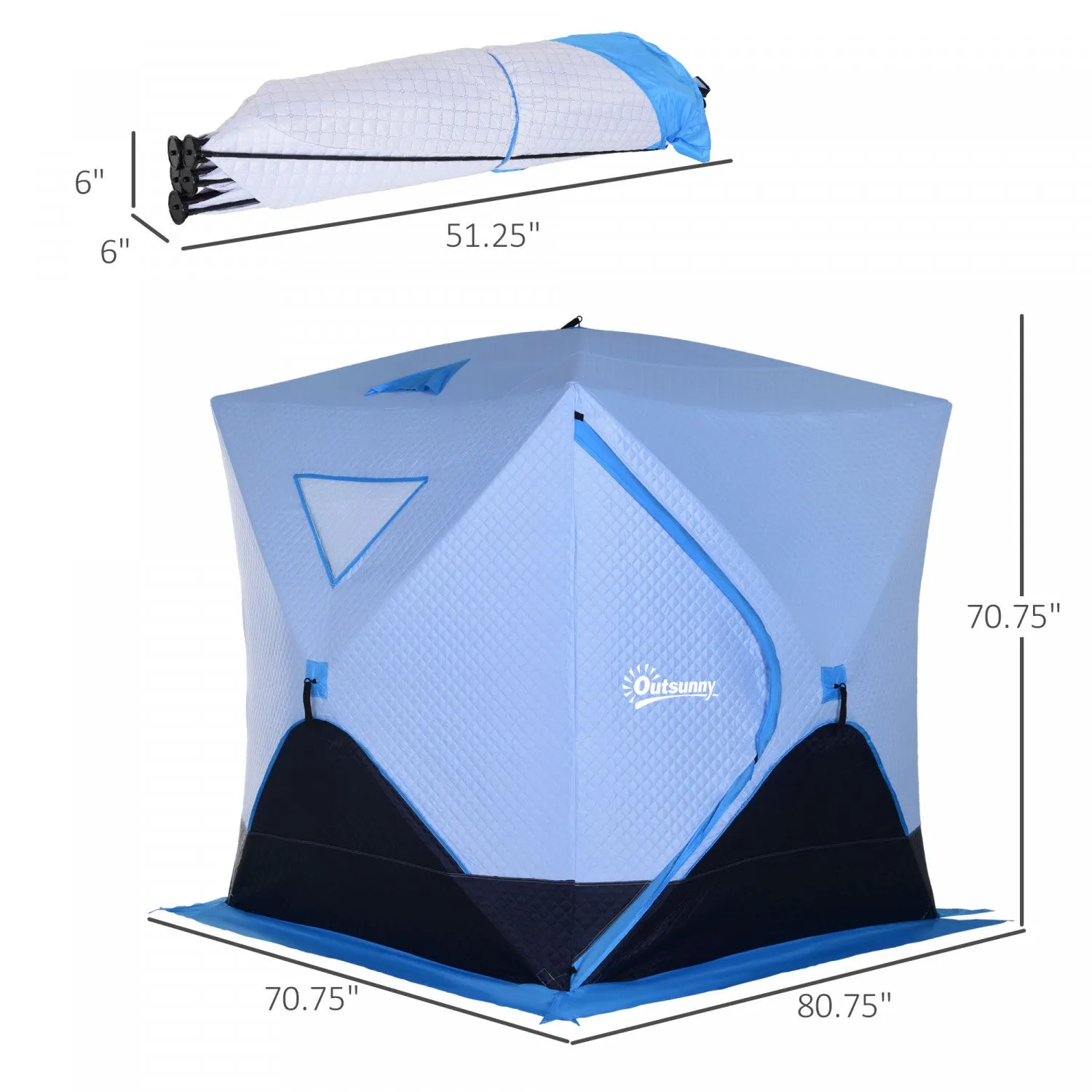 Outsunny 4-person Pop-up Ice Fishing Tent, Insulated Ice Fishing Shelter With Ventilation Windows, D|Abri De Peche Sur Glace Outsunny 2/3/4/5 Personnes Tente De Peche Sur Glace Isolee Pop-up Etanche Po