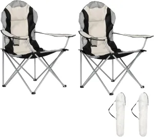Outvita Folding Camping Chair, Oversized Portable Padded Arm Chair with Carry Bag & Cup Holder for Outdoor Fishing Sports Hiking, Heavy Duty Supports 330 LBS (2)
