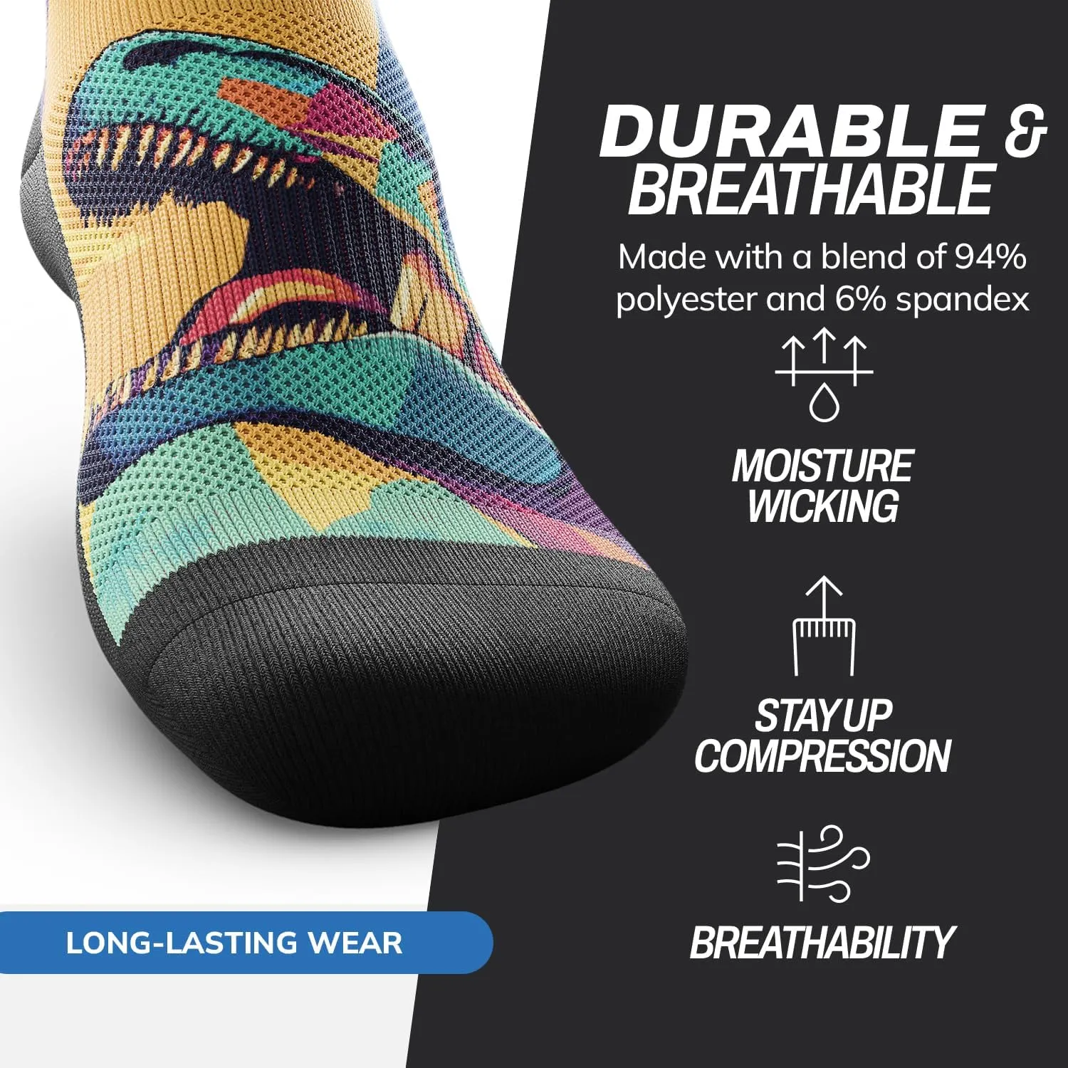 Outway Crew Socks for Men & Women, Breathable, Moisture-Wicking Athletic Socks with Arch Support, Colorful, Durable Blend