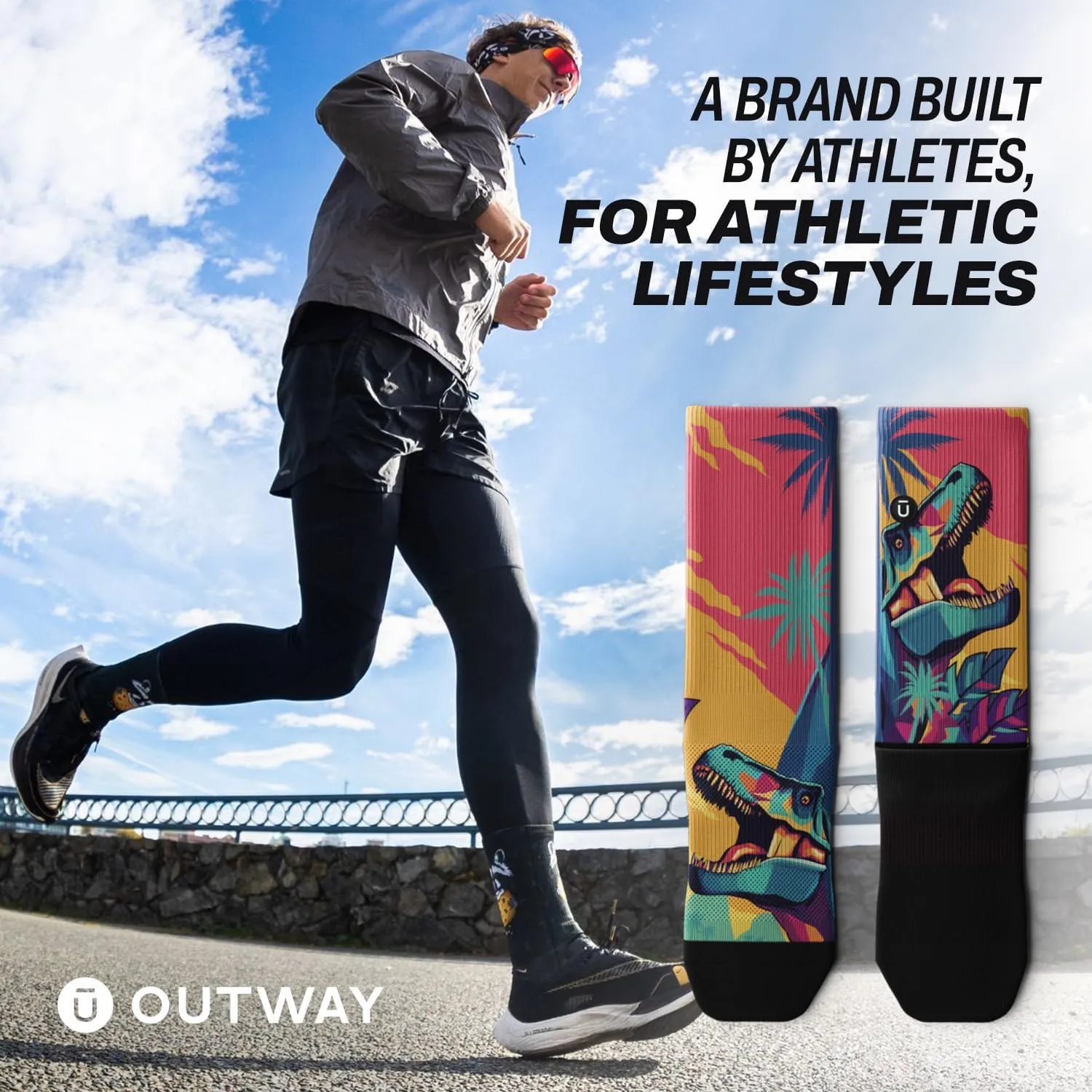 Outway Crew Socks for Men & Women, Breathable, Moisture-Wicking Athletic Socks with Arch Support, Colorful, Durable Blend