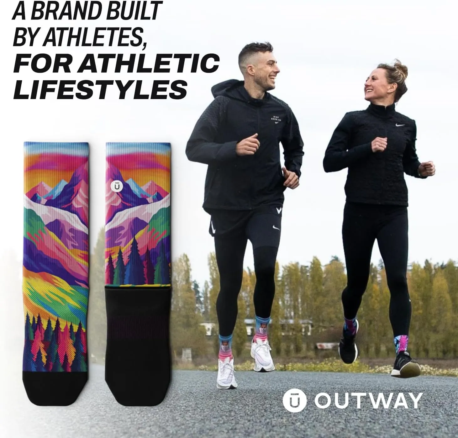 Outway Novelty Crew Socks for Men & Women, Breathable, Moisture-Wicking Athletic Calf Socks with Arch Support