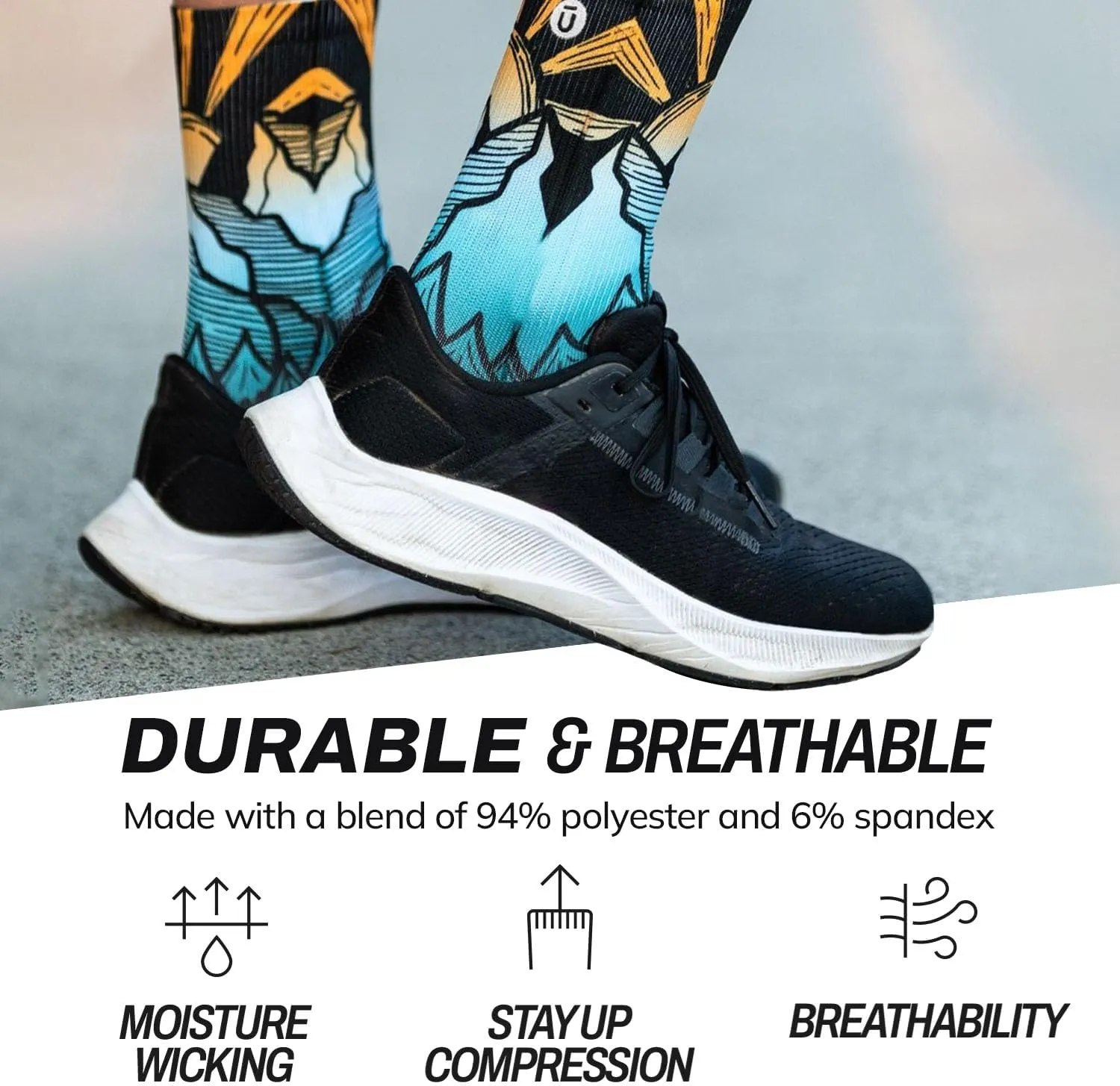 Outway Novelty Crew Socks for Men & Women, Breathable, Moisture-Wicking Athletic Calf Socks with Arch Support
