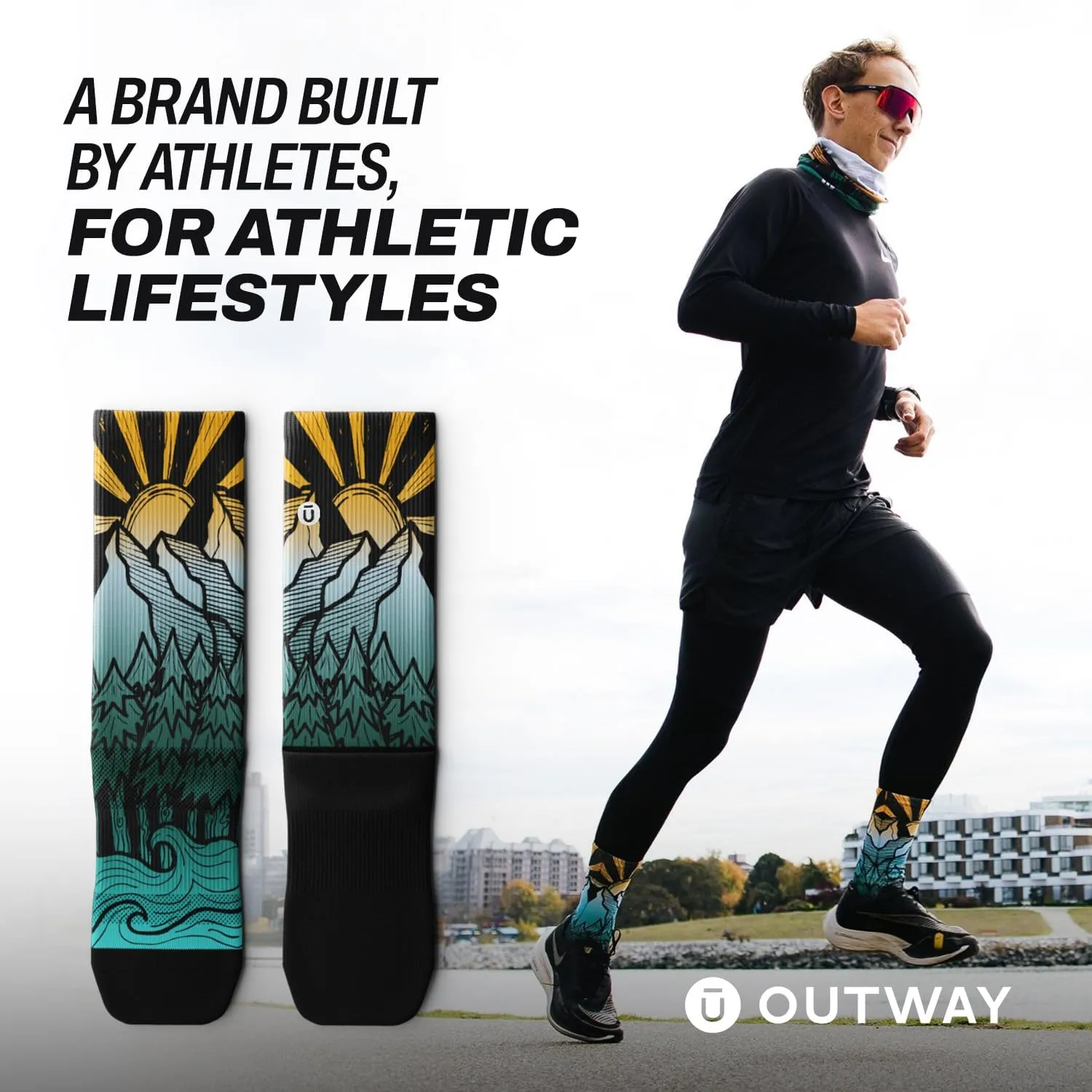 Outway Novelty Crew Socks for Men & Women, Breathable, Moisture-Wicking Athletic Calf Socks with Arch Support