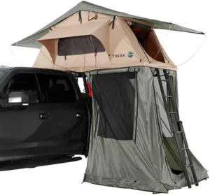 Overland Vehicle Systems LD TMBK Roof Top Tent Annex Green Base with Black Floor & Travel Cover - 420D Polyester Oxford Waterproof Material -1000g PVC Based Floor