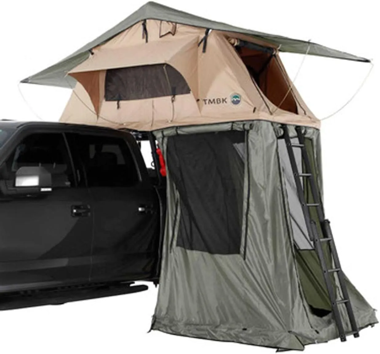 Overland Vehicle Systems LD TMBK Roof Top Tent Annex Green Base with Black Floor & Travel Cover - 420D Polyester Oxford Waterproof Material -1000g PVC Based Floor