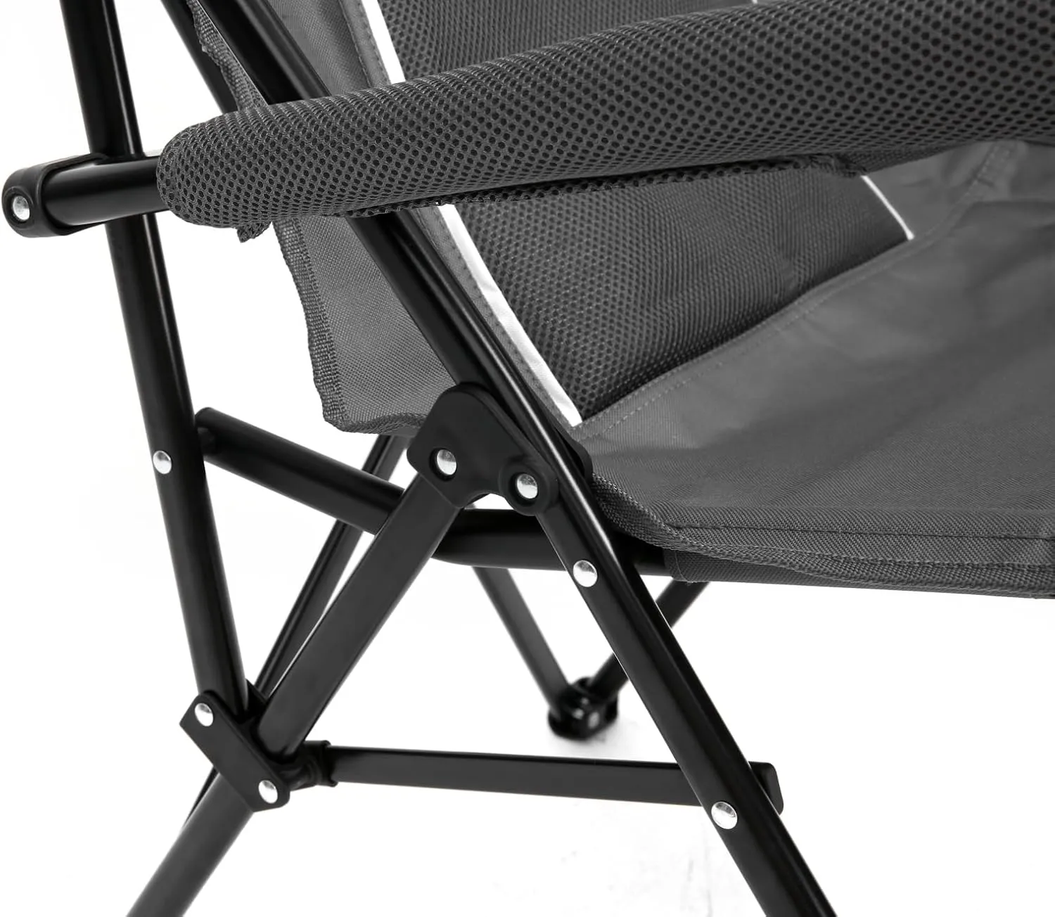 Oversized Camping Chairs, High Back Heavy Duty Lawn Chair Support 250LBS, Padded Portable Outdoor Chair with Cup Holder, Gray