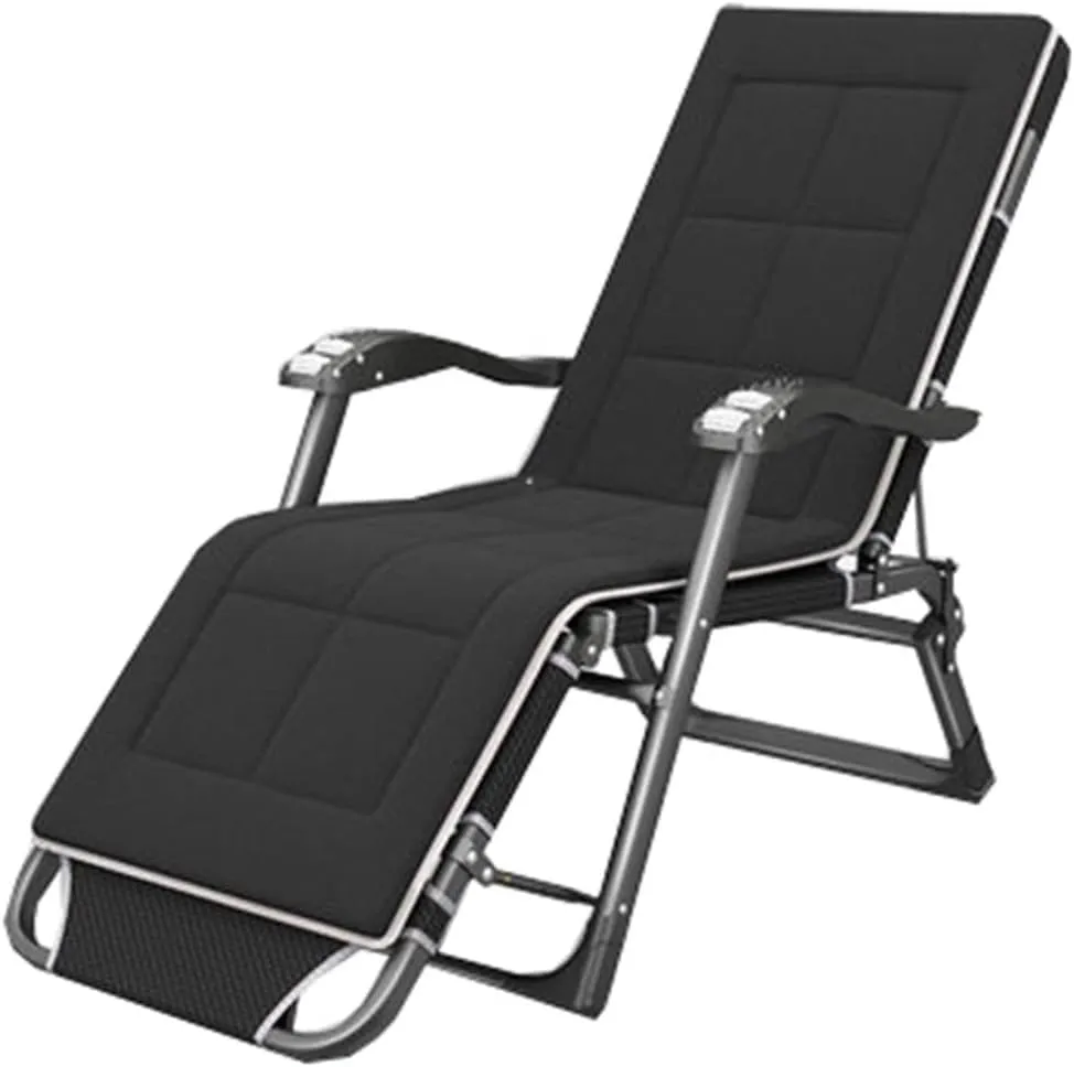 Oversized Padded Gravity Chair Armrest XXL Folding Patio Lounge Recliner for Outdoor Deck Porch 300kg Weight(Red)