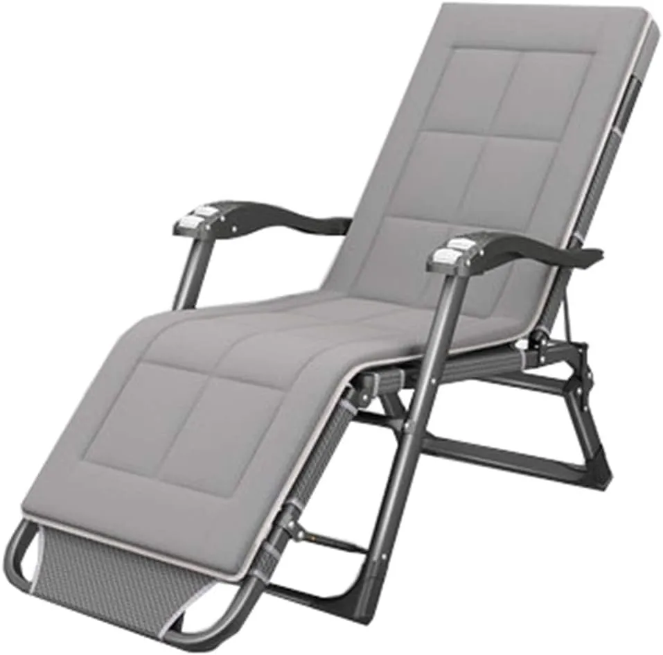 Oversized Padded Gravity Chair Armrest XXL Folding Patio Lounge Recliner for Outdoor Deck Porch 300kg Weight(Red)