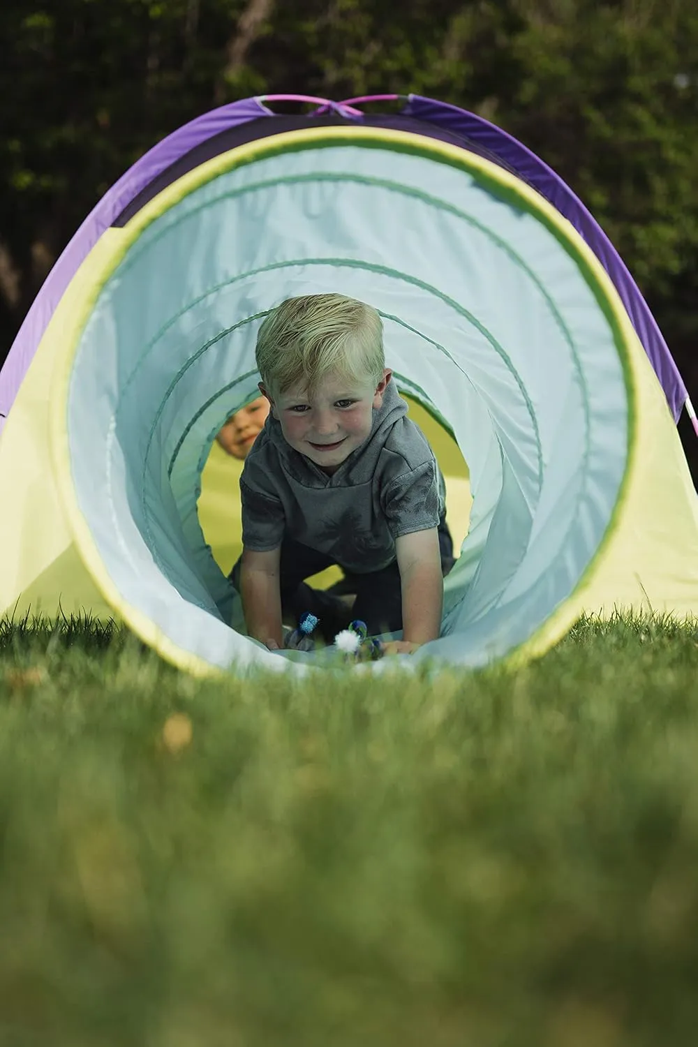 Pacific Play Tents 20418 Neon Hide-Me Dome Tent and Tunnel Combo, Play Tent 48" x 48" x 42" High - Tunnel 4' x 19" Diameter