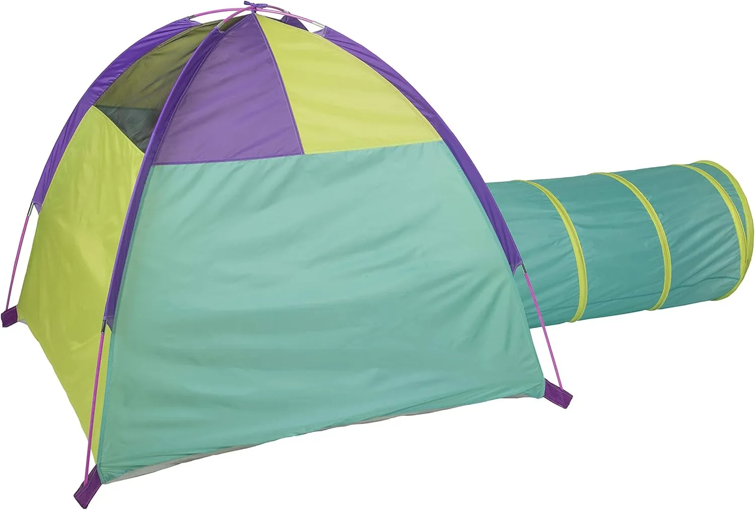 Pacific Play Tents 20418 Neon Hide-Me Dome Tent and Tunnel Combo, Play Tent 48" x 48" x 42" High - Tunnel 4' x 19" Diameter