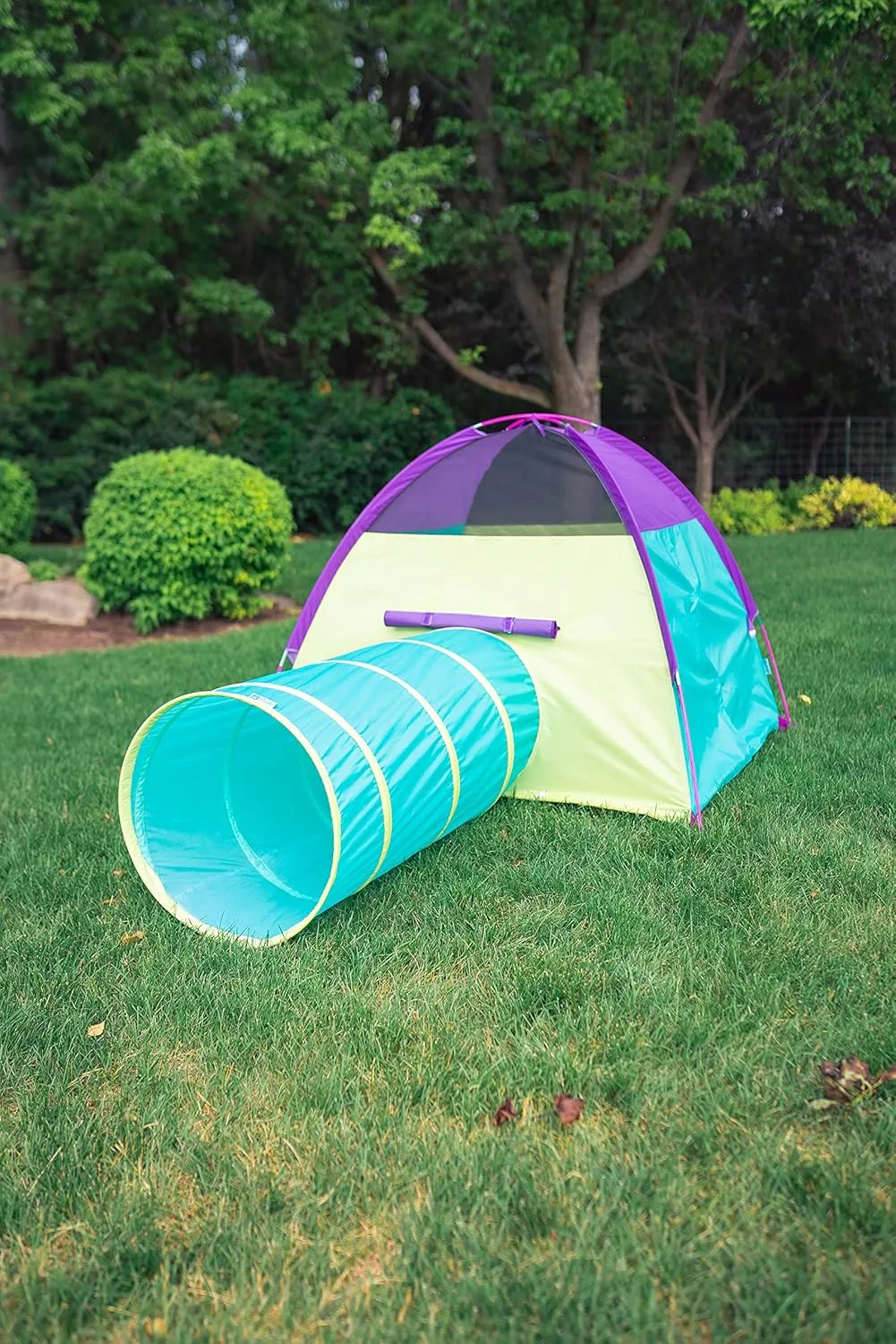 Pacific Play Tents 20418 Neon Hide-Me Dome Tent and Tunnel Combo, Play Tent 48" x 48" x 42" High - Tunnel 4' x 19" Diameter