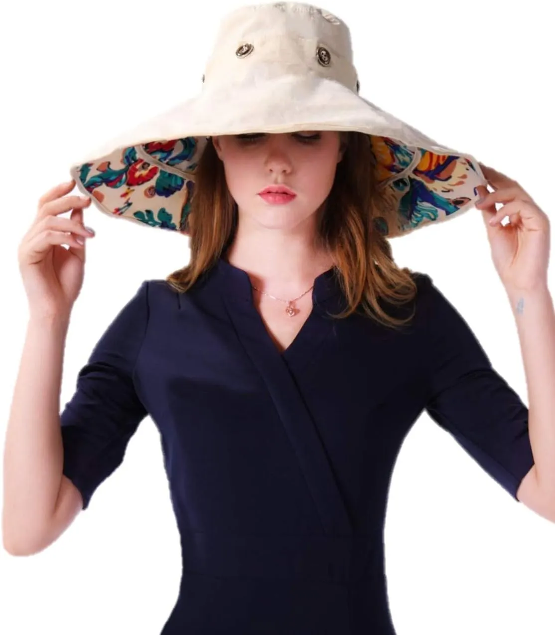 Packable Extra Large Brim Floppy Sun Hat Reversible UPF 50  Beach Sun Bucket Hat