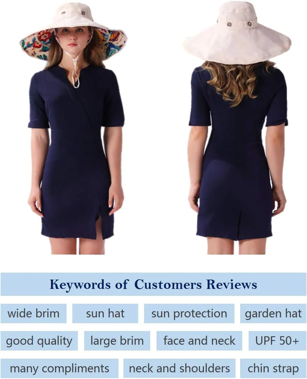 Packable Extra Large Brim Floppy Sun Hat Reversible UPF 50  Beach Sun Bucket Hat