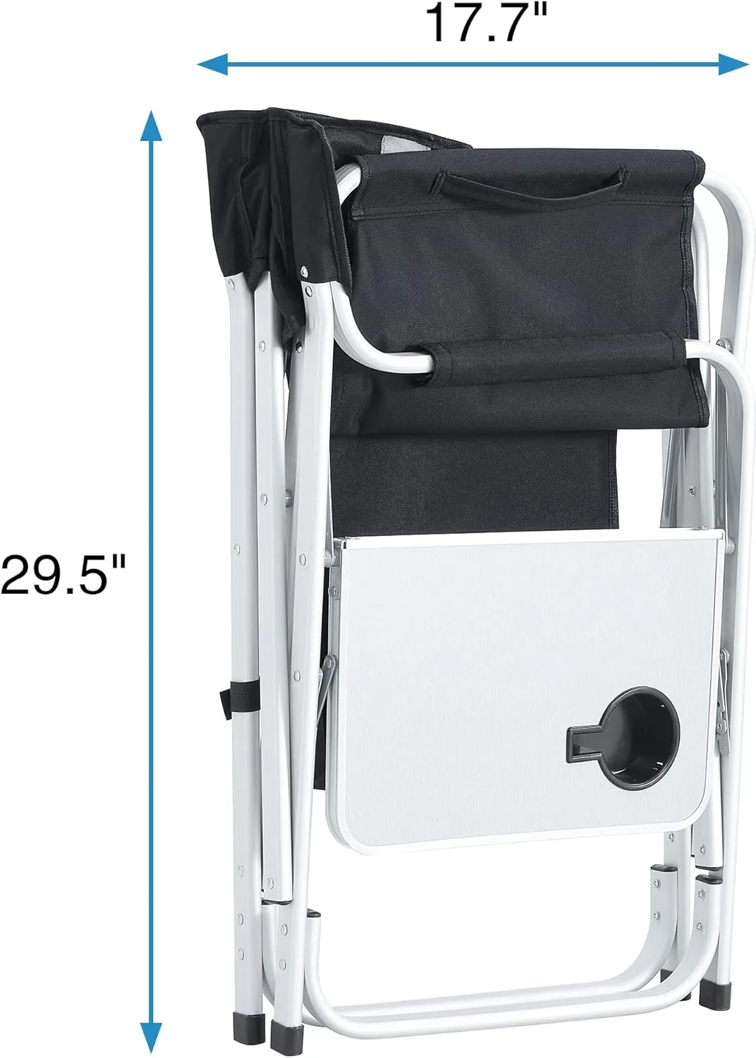 Padded Folding Outdoor Chair with Side Table and Storage Pockets,Lightweight Oversized Directors Chair for Indoor, Outdoor Camping, Picnics and Fishing (1, Black  Gray 1)