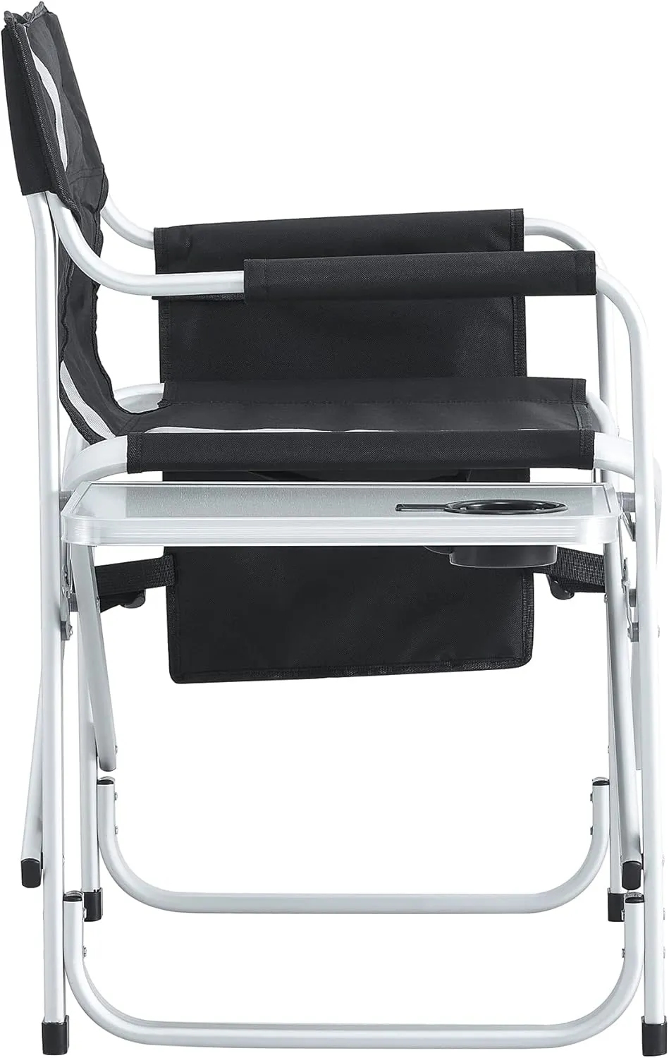 Padded Folding Outdoor Chair with Side Table and Storage Pockets,Lightweight Oversized Directors Chair for Indoor, Outdoor Camping, Picnics and Fishing (1, Black  Gray 1)