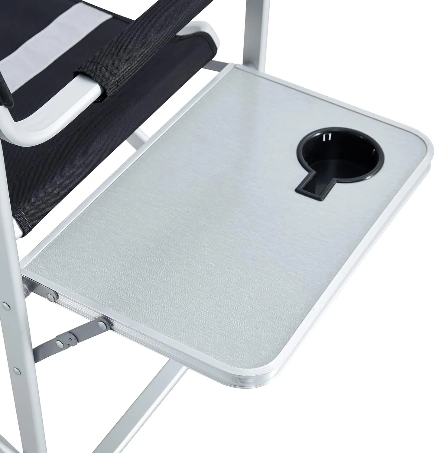 Padded Folding Outdoor Chair with Side Table and Storage Pockets,Lightweight Oversized Directors Chair for Indoor, Outdoor Camping, Picnics and Fishing (1, Black  Gray 1)