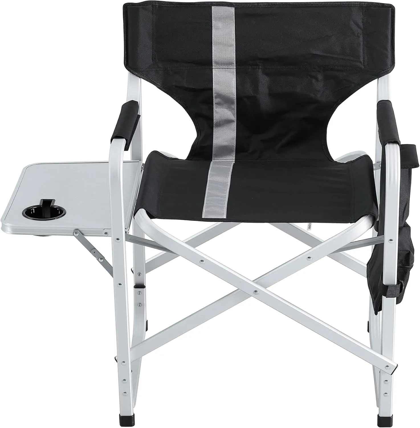Padded Folding Outdoor Chair with Side Table and Storage Pockets,Lightweight Oversized Directors Chair for Indoor, Outdoor Camping, Picnics and Fishing (1, Black  Gray 1)