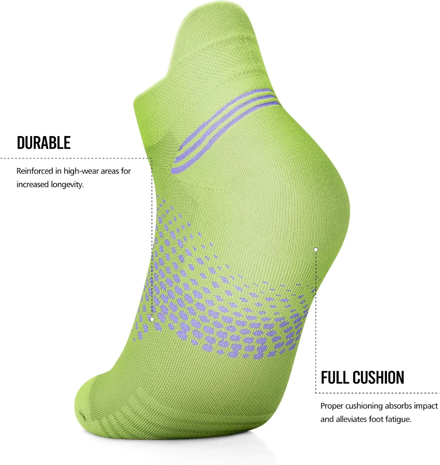 PAPLUS Ankle Compression Socks for Women 6 Pairs, Running Socks with Heel Tab, Cushioned Low Cut Athletic Socks