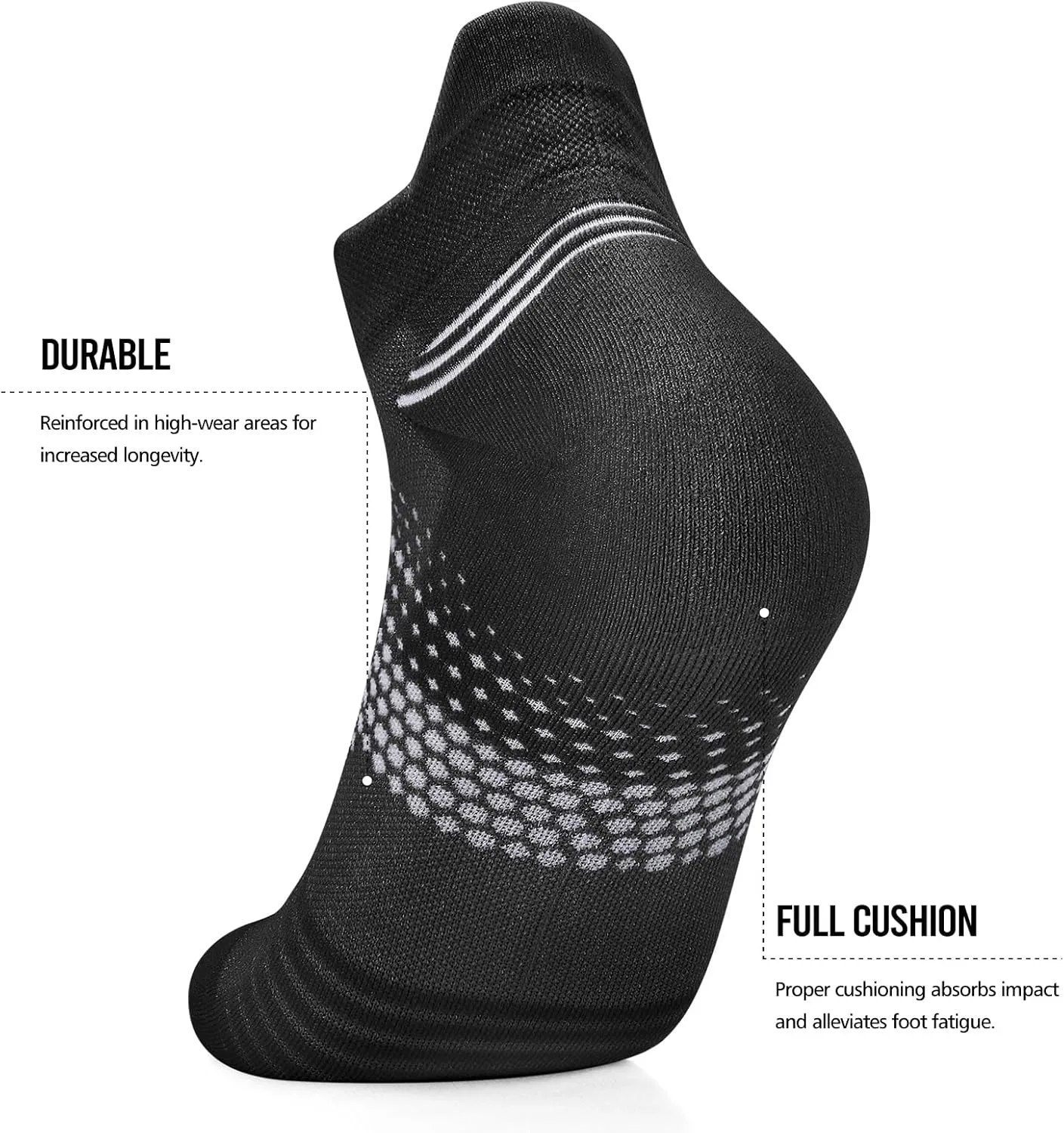 PAPLUS Ankle Compression Socks for Women 6 Pairs, Running Socks with Heel Tab, Cushioned Low Cut Athletic Socks