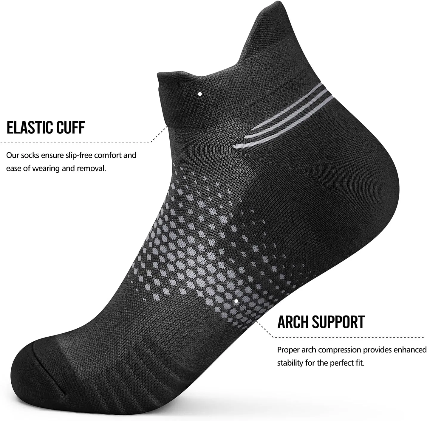 PAPLUS Ankle Compression Socks for Women 6 Pairs, Running Socks with Heel Tab, Cushioned Low Cut Athletic Socks