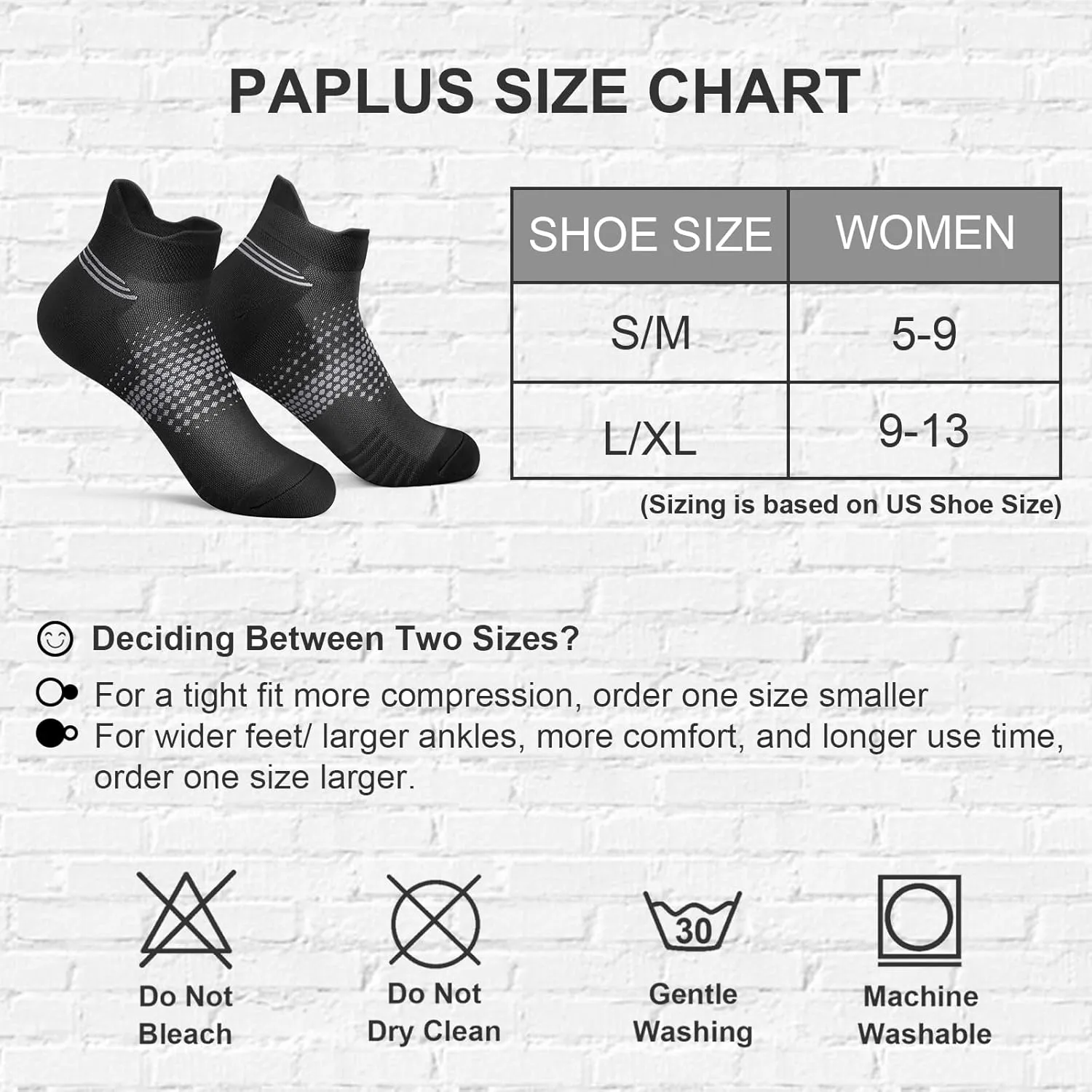 PAPLUS Ankle Compression Socks for Women 6 Pairs, Running Socks with Heel Tab, Cushioned Low Cut Athletic Socks