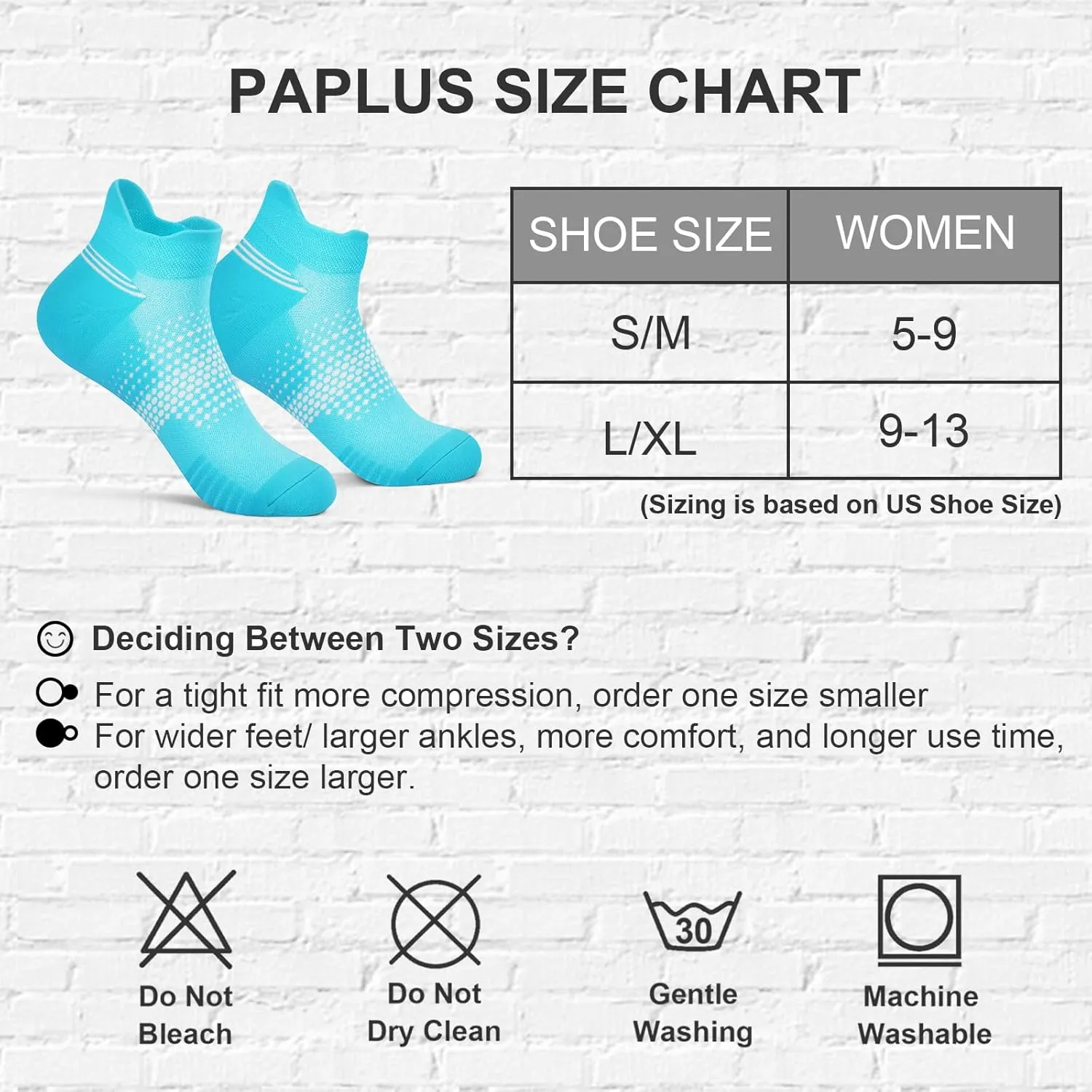 PAPLUS Ankle Compression Socks for Women 6 Pairs, Running Socks with Heel Tab, Cushioned Low Cut Athletic Socks