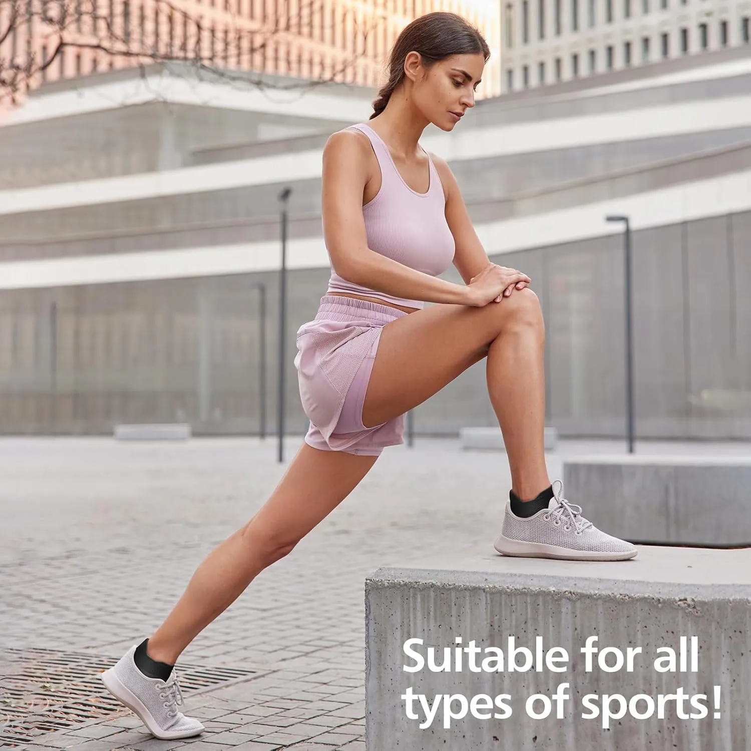 PAPLUS Ankle Compression Socks for Women 6 Pairs, Running Socks with Heel Tab, Cushioned Low Cut Athletic Socks