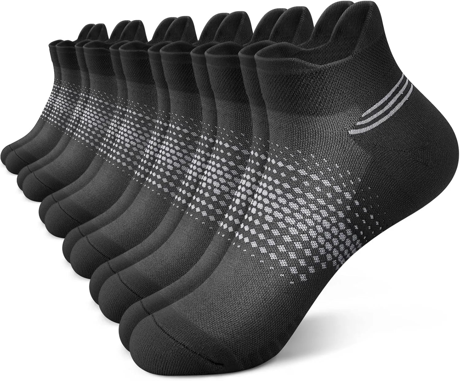 PAPLUS Ankle Compression Socks for Women 6 Pairs, Running Socks with Heel Tab, Cushioned Low Cut Athletic Socks