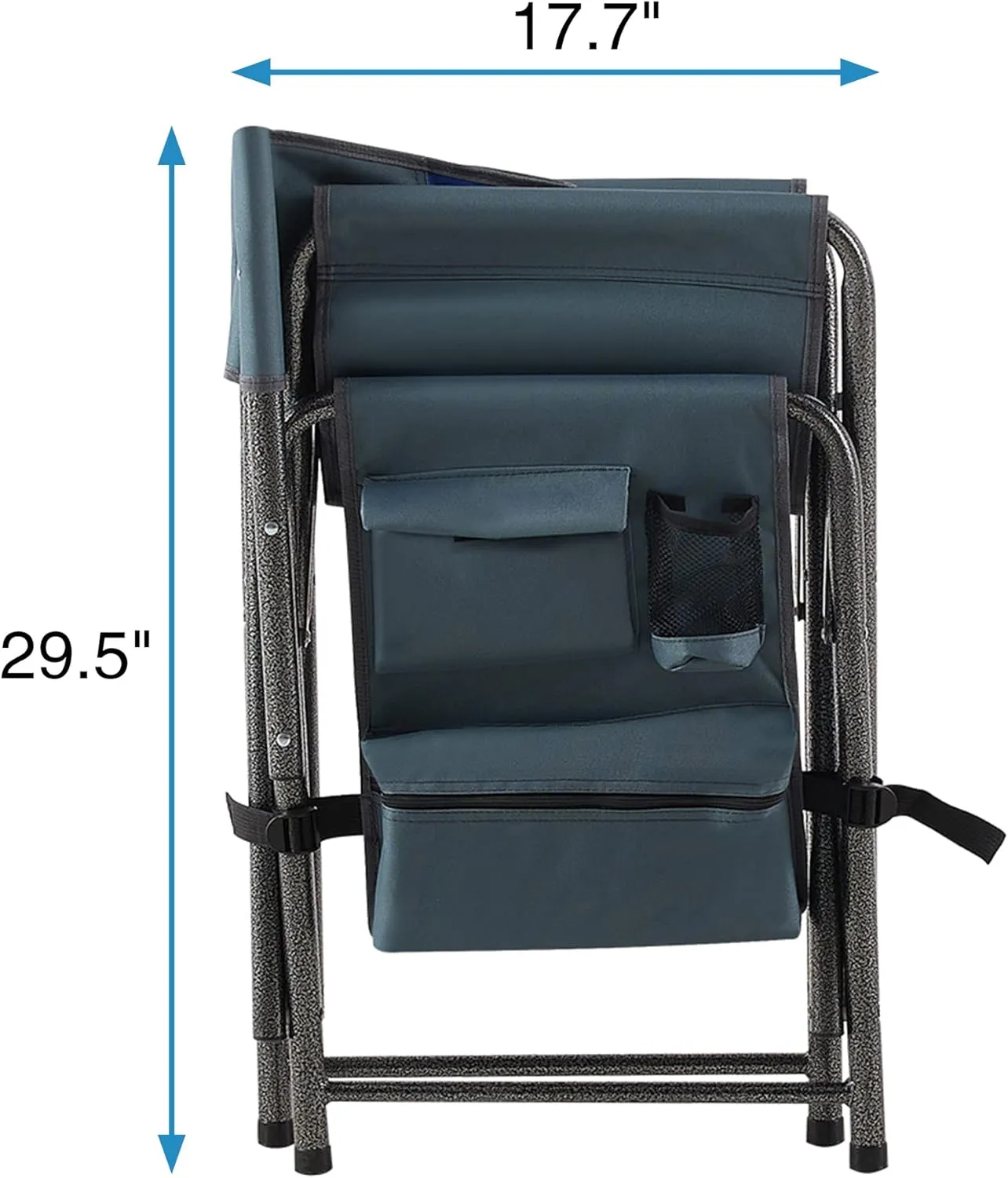 Patio Furniture Conversation Sets,Padded Folding Chair with Storage Pockets,Lightweight Oversized Directors Chair for indoor,Outdoor Camping,Picnics and Fishing(1PC Blue/Grey Folding Chairs)