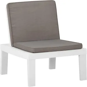 Patio Lounge Chair with Cushion - White Plastic Outdoor Chair for Patio, Garden, and Poolside Relaxation