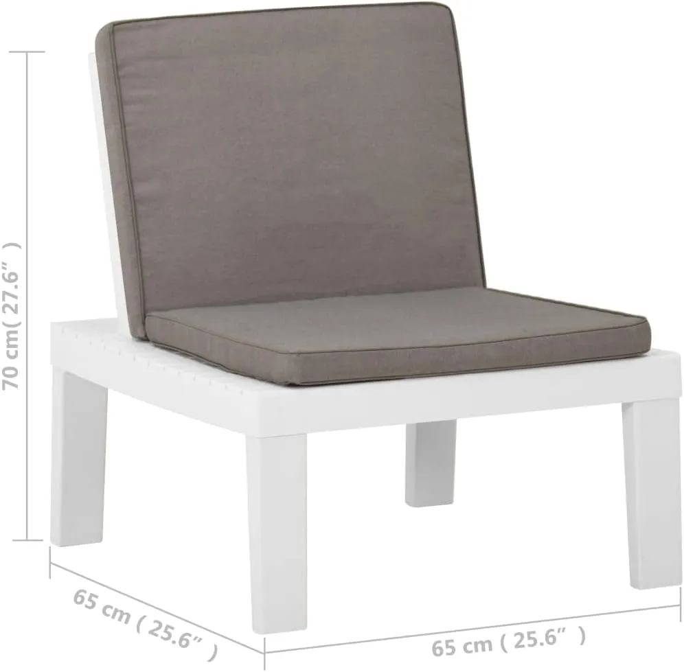 Patio Lounge Chair with Cushion - White Plastic Outdoor Chair for Patio, Garden, and Poolside Relaxation