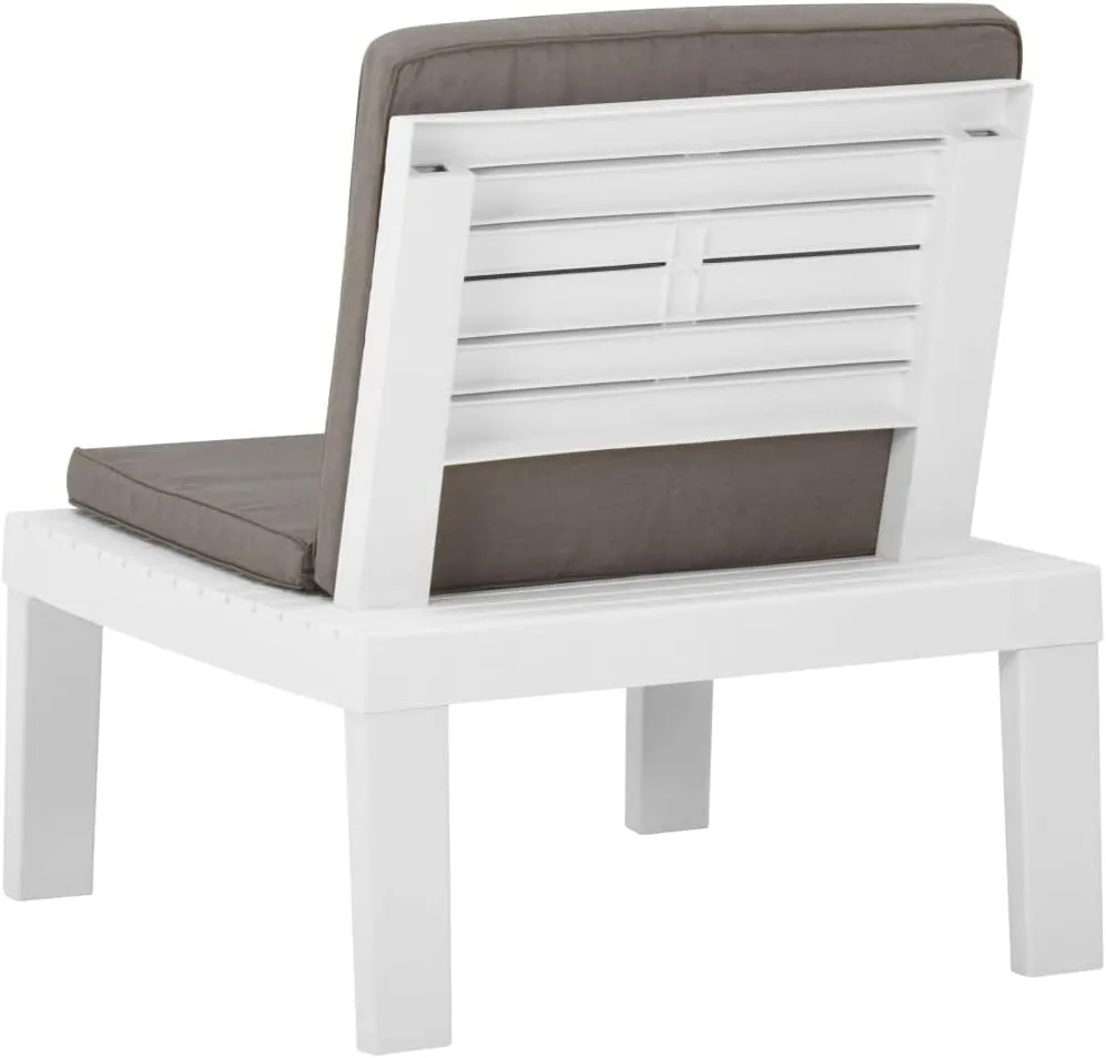 Patio Lounge Chair with Cushion - White Plastic Outdoor Chair for Patio, Garden, and Poolside Relaxation