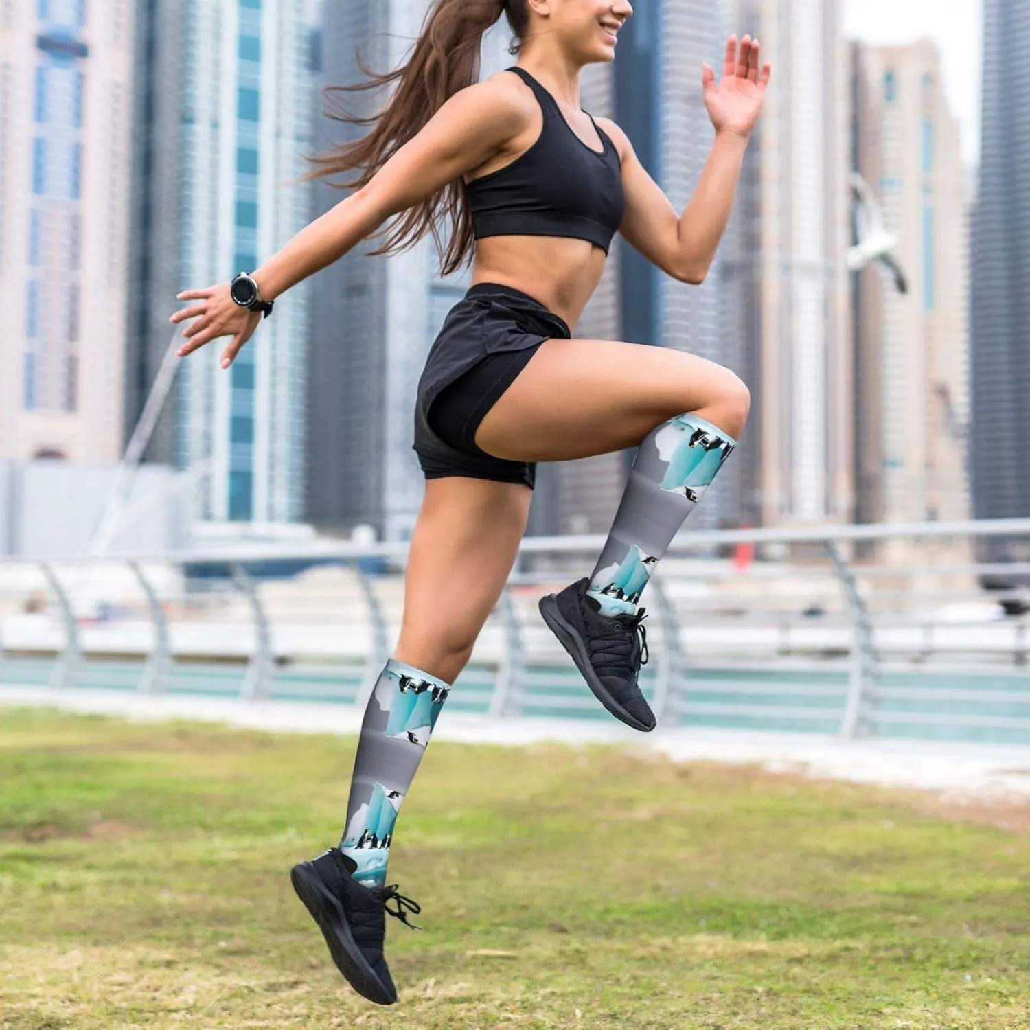 Penguins On The Iceberg Print Ankle Support Socks,Running Socks,Compression Socks For Women Men,For Athletic Hiking