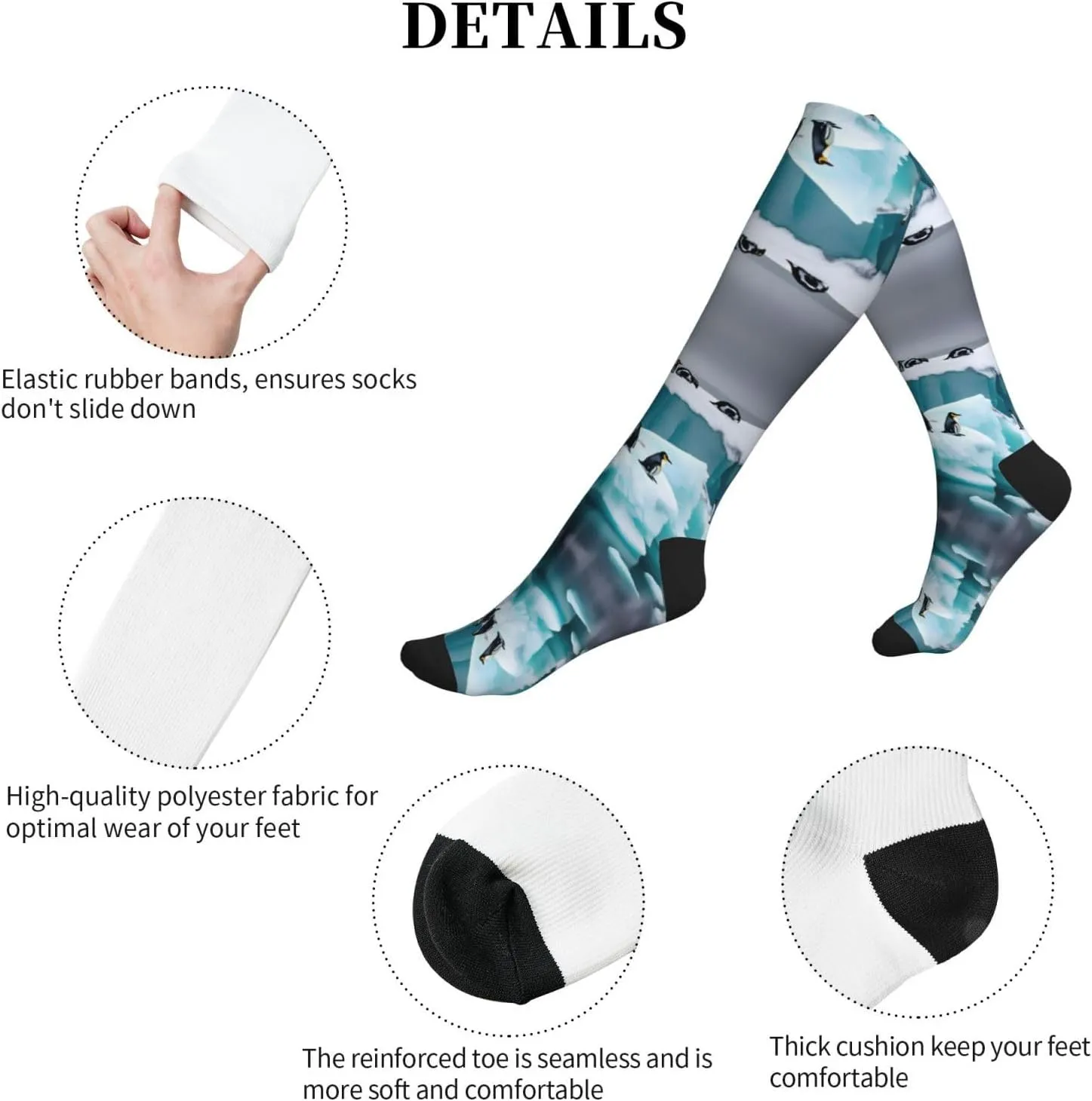 Penguins On The Iceberg Print Ankle Support Socks,Running Socks,Compression Socks For Women Men,For Athletic Hiking