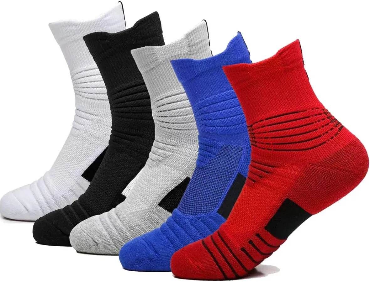 Performance Ankle Athletic Socks Comfort Cushioned Breathable Compression Running Sports Socks Men Pack (5 Pairs Pack)