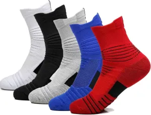 Performance Ankle Athletic Socks Comfort Cushioned Breathable Compression Running Sports Socks Men Pack (5 Pairs Pack)