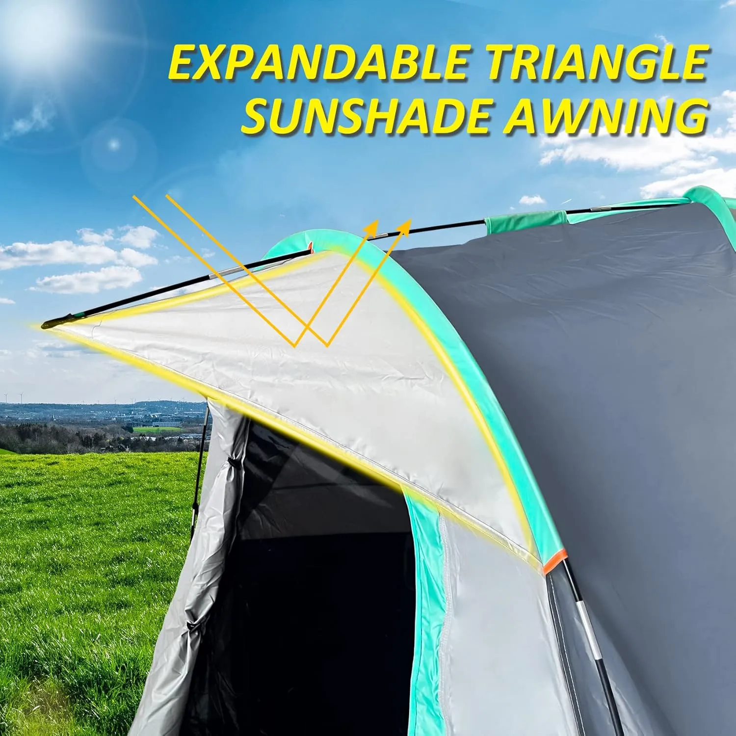 Pickup Truck Tent, Waterproof PU2000mm for Camping 5.5-6.5 Ft Bed, 2-Person Sleeping With Double Layer Design Windows, Expandable Triangle Sunshade Awning