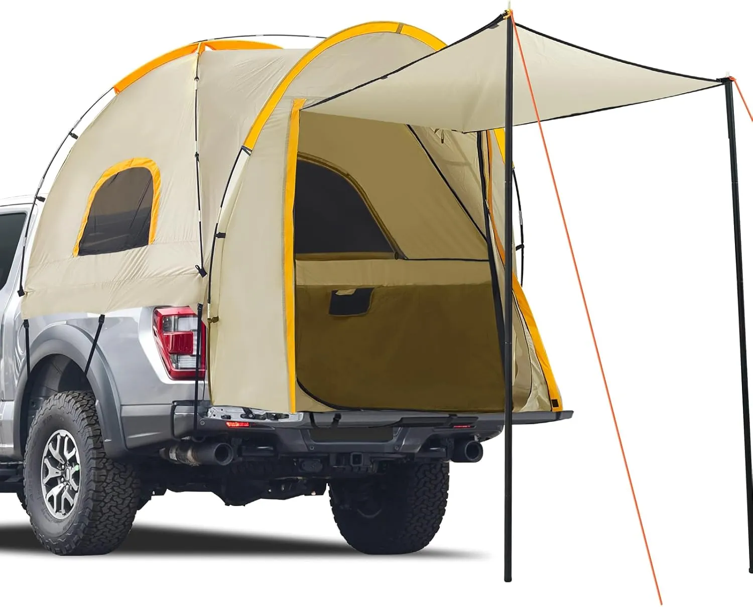 Pickup Truck Tent with Awning Shade,Waterproof PU5000mm Oxford for 5.5-6.3 FT Truck Bed for Camping Travel Outdoor Activities for Chevy Silverado 1500,Ram 1500/Dakota,F150,GMC 1500,Titan,Tundra